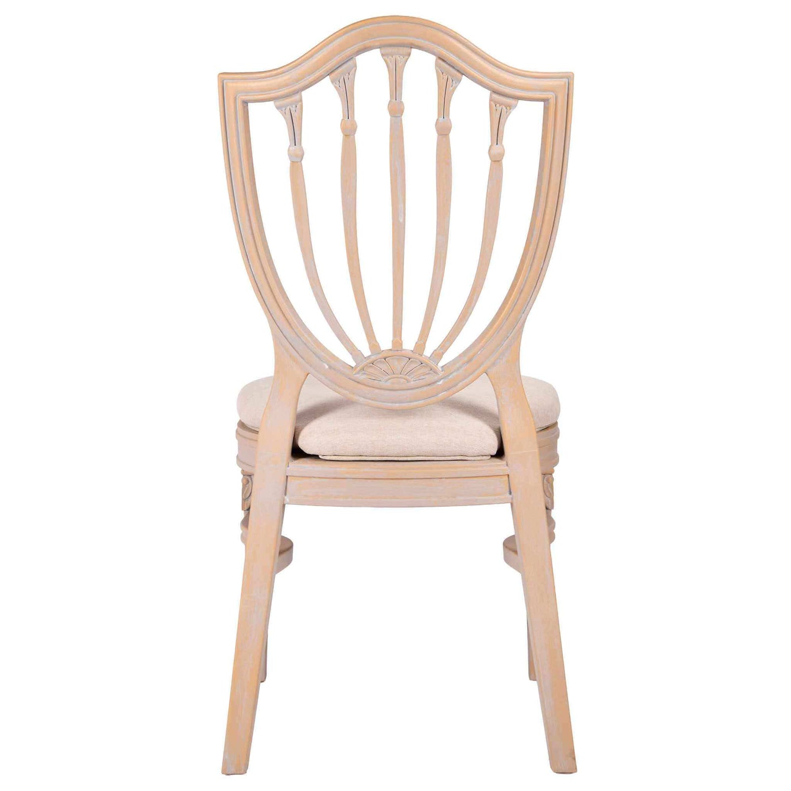 Chivari Rustic Smoke Regal Resin Chair with Beige Linen Seat Pad CRGRRS-ZG-T