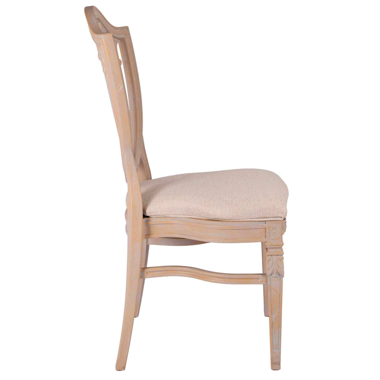 Chivari Rustic Smoke Regal Resin Chair with Beige Linen Seat Pad CRGRRS-ZG-T