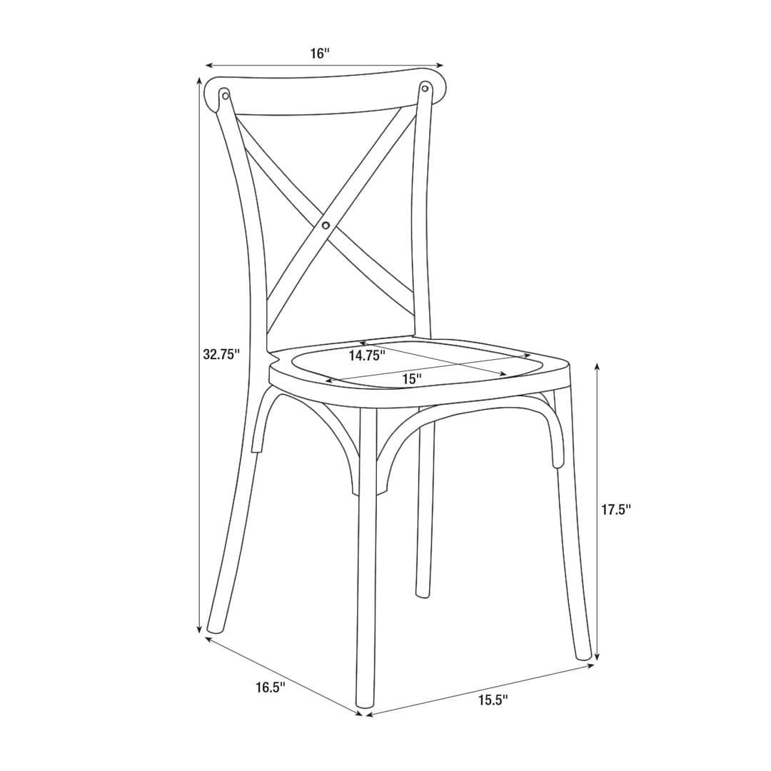 Chivari White Cross Back Mono Frame BasicResin™ Chair CXPW-ZG