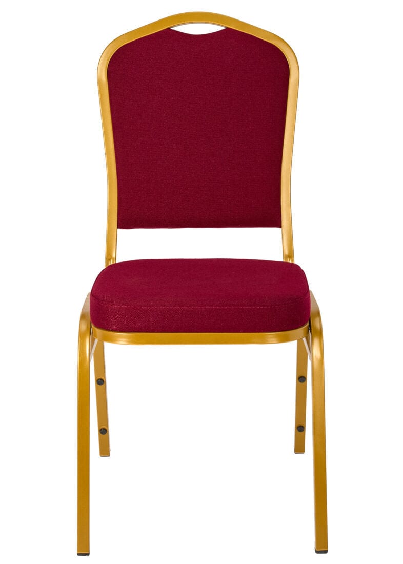 Chivari Burgundy Fabric on Gold Frame Crown Back Banquet Chair CQCFBUG-ZF-T