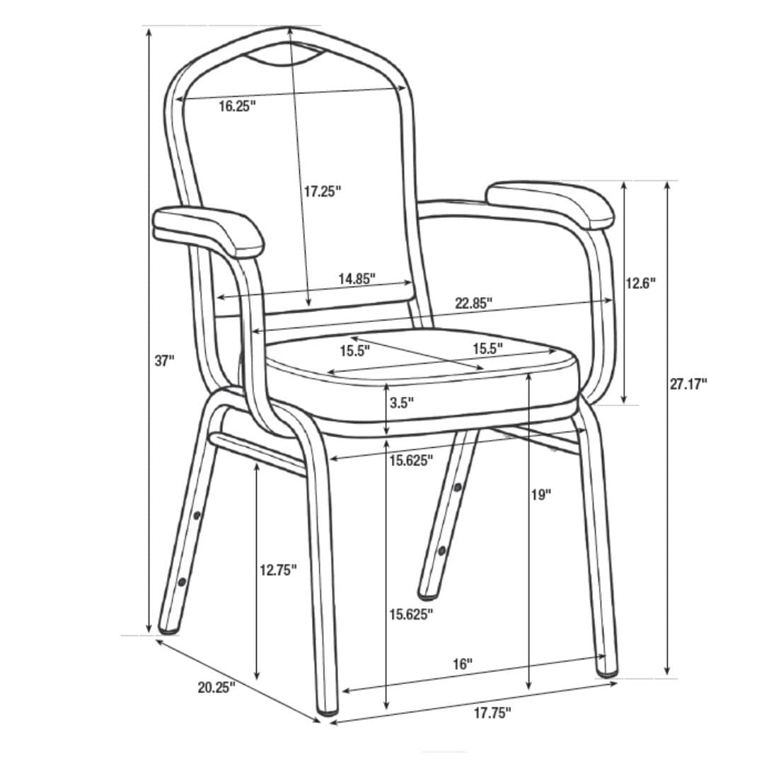 Chivari Ivory Vinyl Gold Frame Crown Back Banquet Chair with Arms CQCAVI-ZF-T