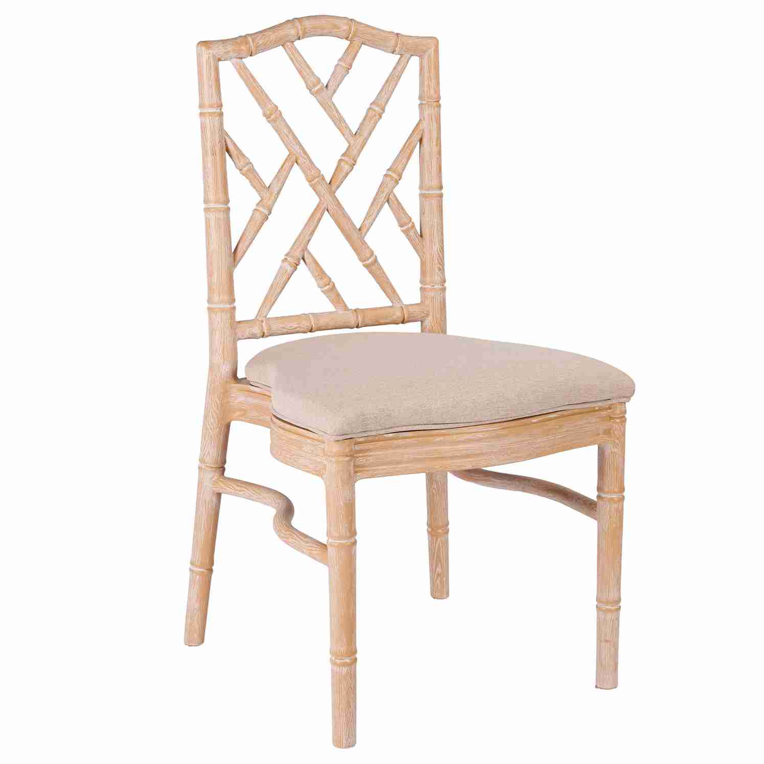 Chivari Natural Whitewash Ritz Resin Chair with Beige Linen Seat CRZRNW-ZG