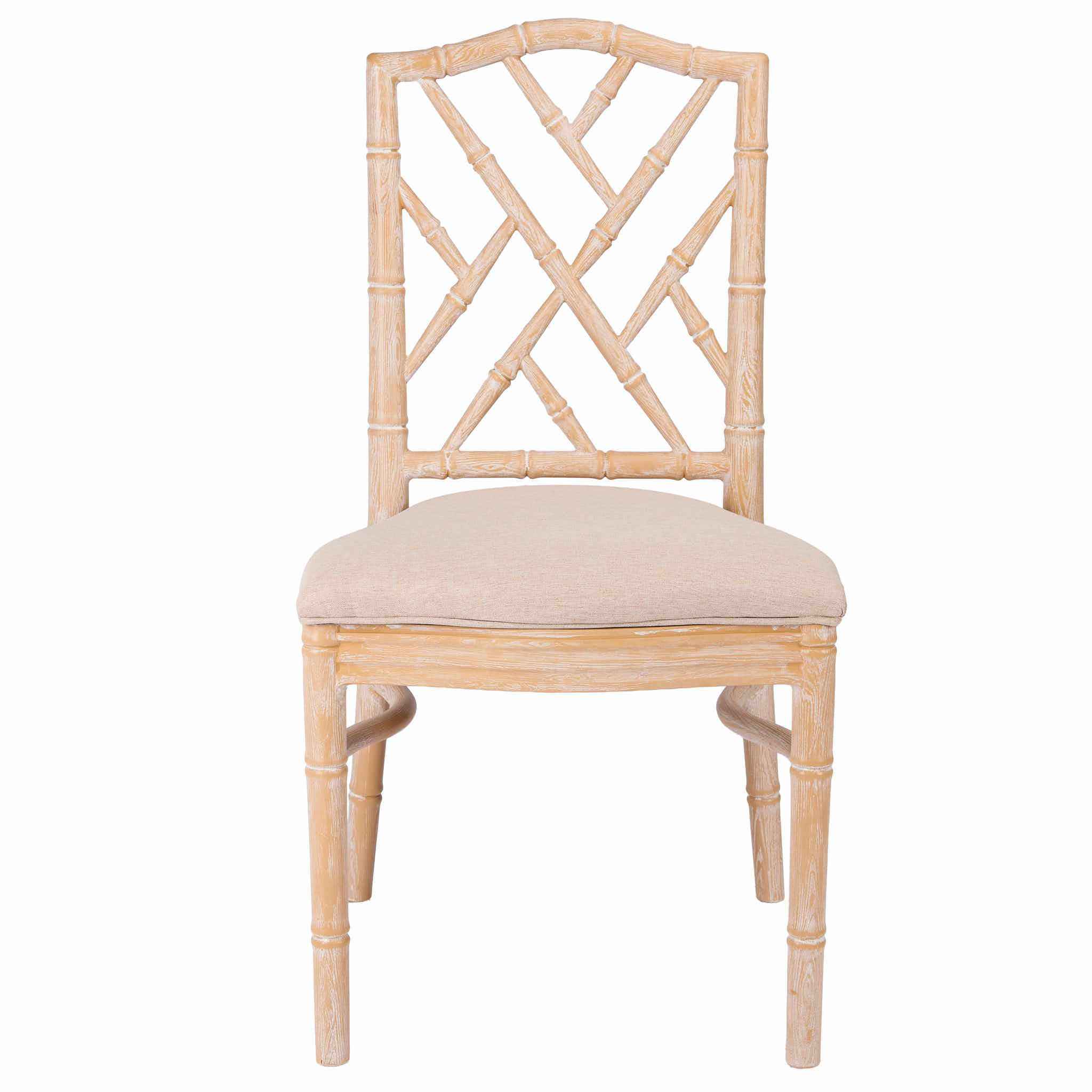Chivari Natural Whitewash Ritz Resin Chair with Beige Linen Seat CRZRNW-ZG