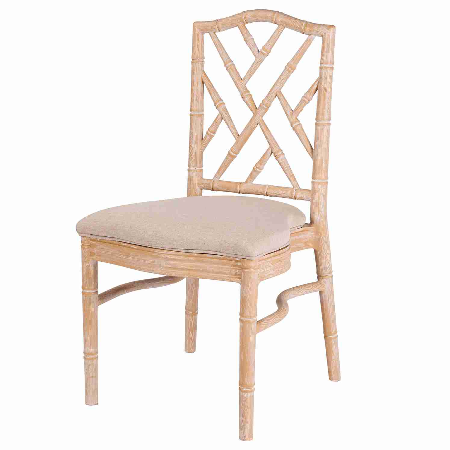 Chivari Natural Whitewash Ritz Resin Chair with Beige Linen Seat CRZRNW-ZG