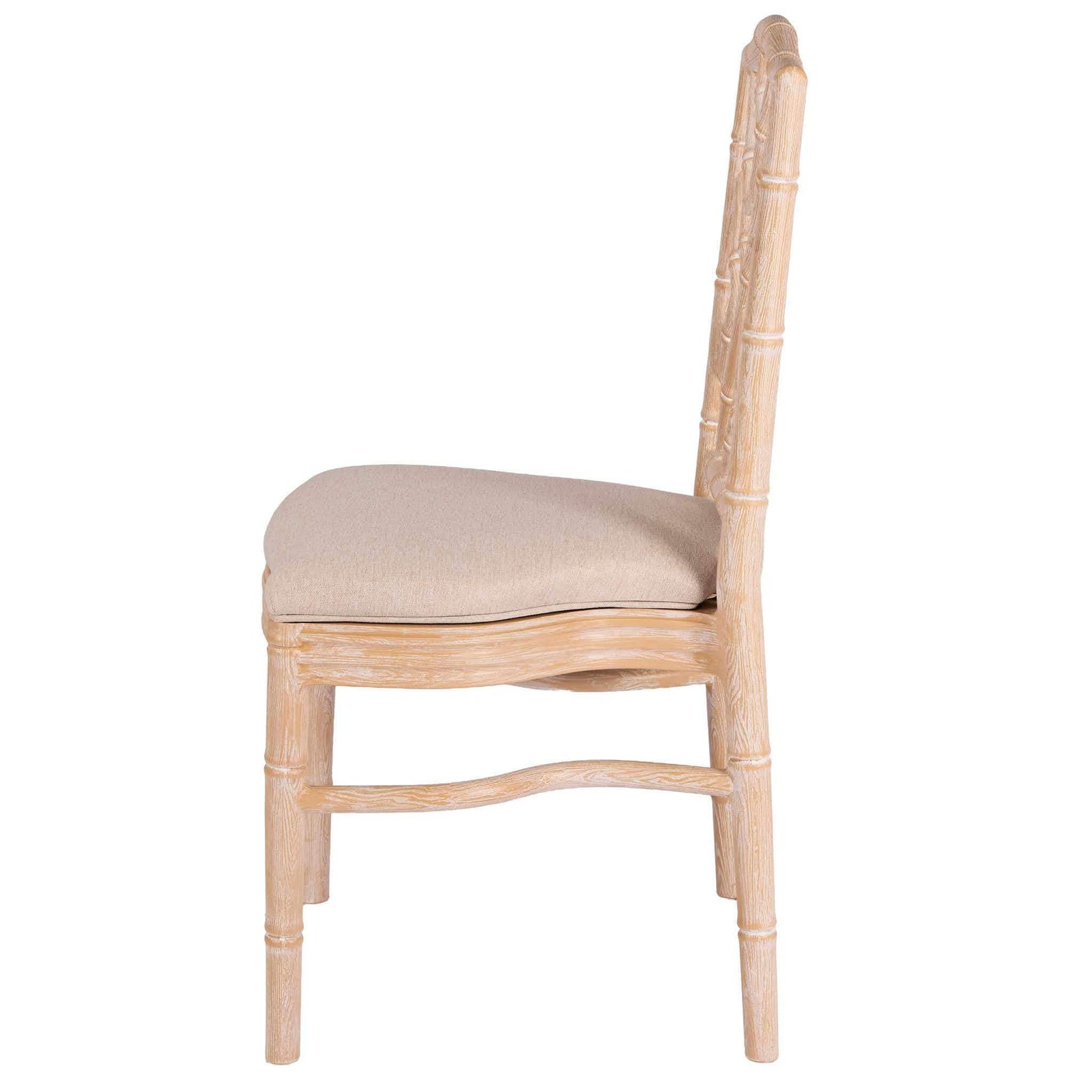 Chivari Natural Whitewash Ritz Resin Chair with Beige Linen Seat CRZRNW-ZG