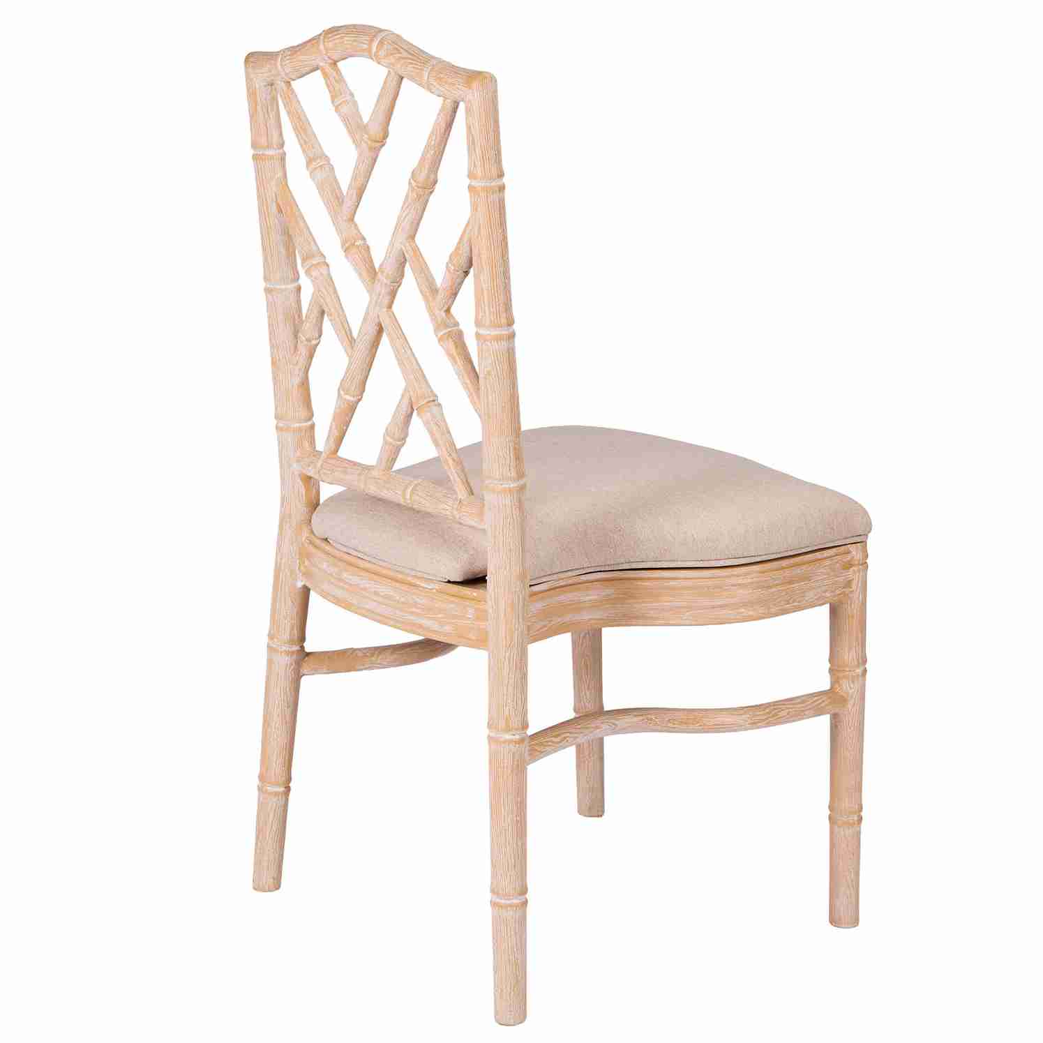 Chivari Natural Whitewash Ritz Resin Chair with Beige Linen Seat CRZRNW-ZG
