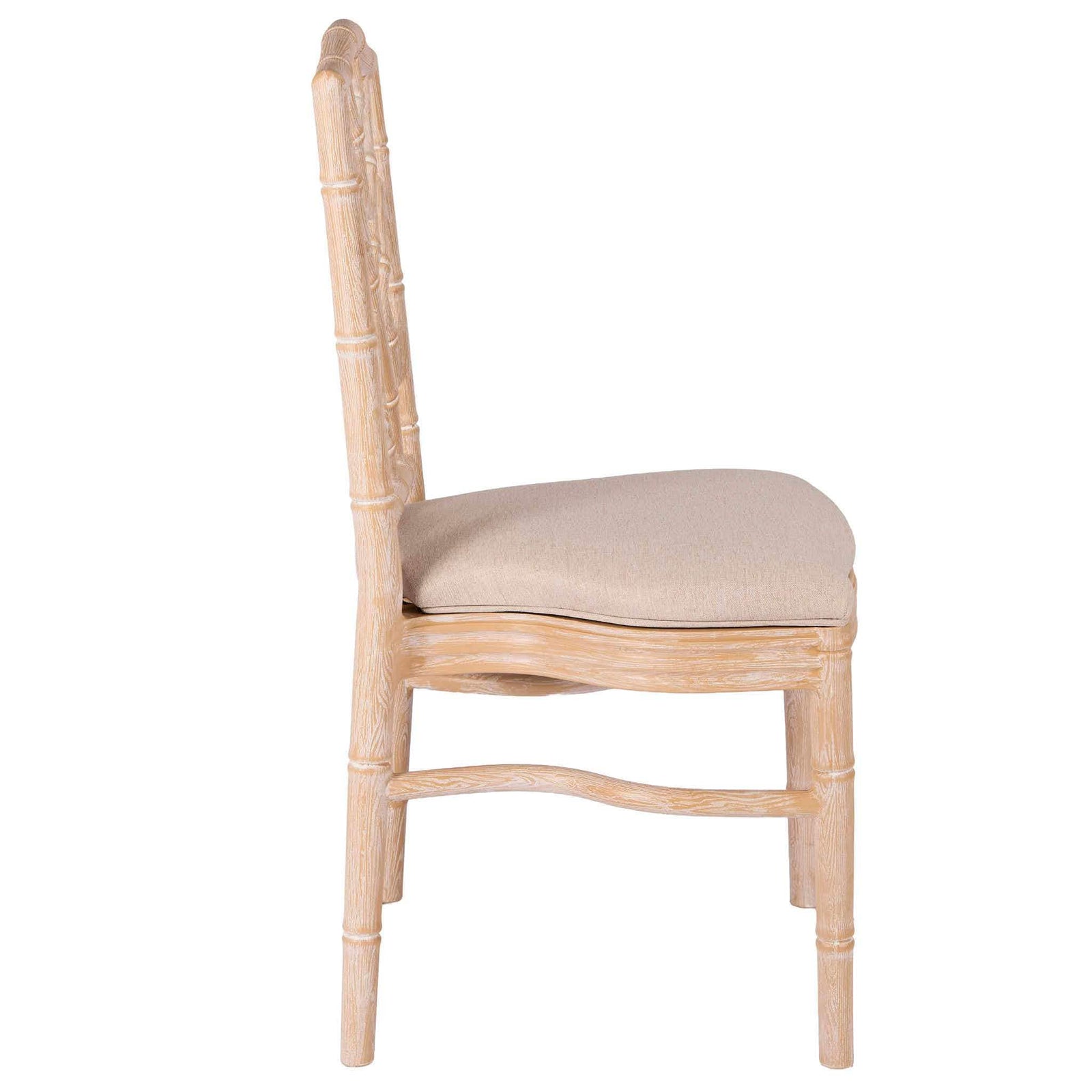 Chivari Natural Whitewash Ritz Resin Chair with Beige Linen Seat CRZRNW-ZG