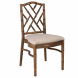 Rustic Fruitwood Ritz Resin Chair with Beige Linen Seat