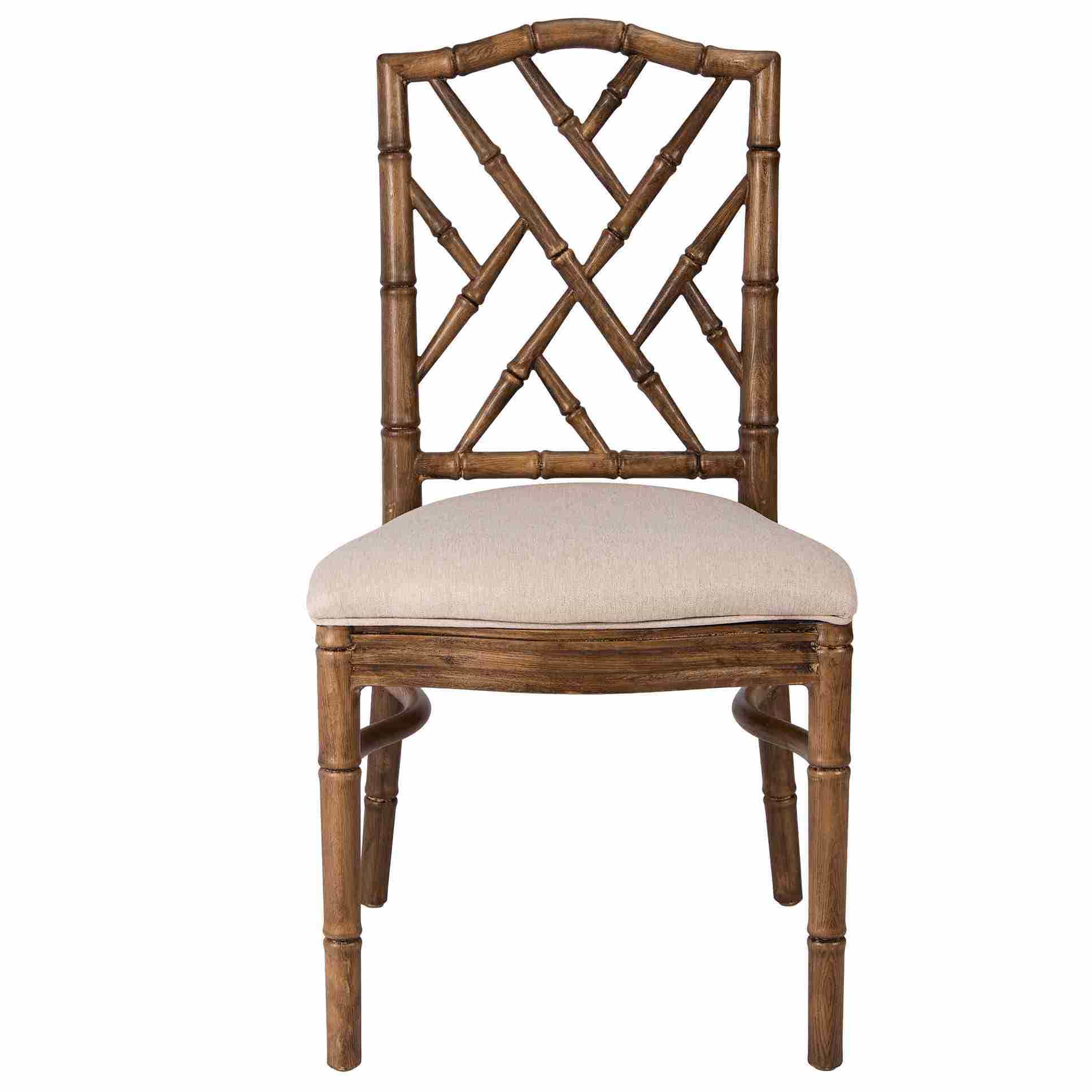 Chivari Rustic Fruitwood Ritz Resin Chair with Beige Linen Seat CRZRRF-ZG