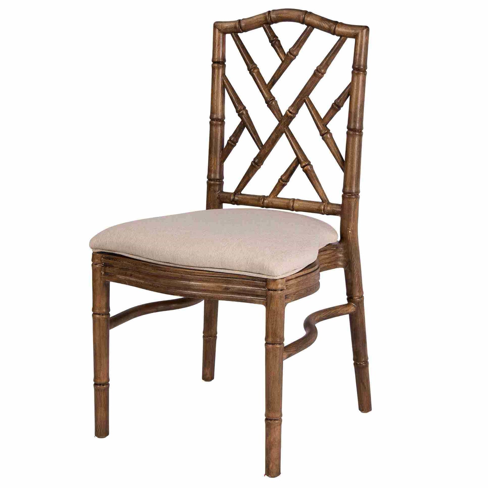 Chivari Rustic Fruitwood Ritz Resin Chair with Beige Linen Seat CRZRRF-ZG