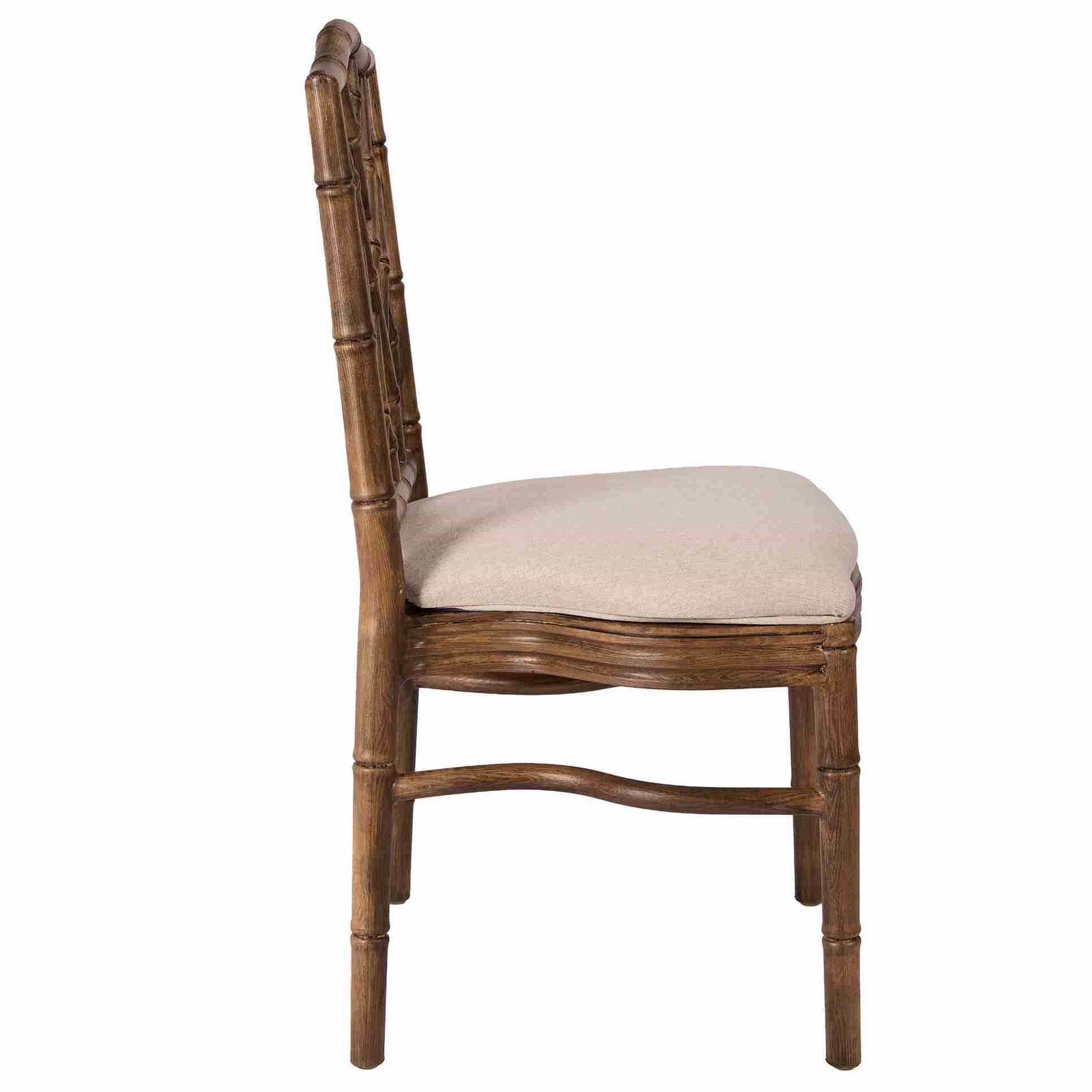 Chivari Rustic Fruitwood Ritz Resin Chair with Beige Linen Seat CRZRRF-ZG