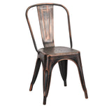 Metallic Black Finish with Copper Distressed All Weather Tolix Style Resin Chair