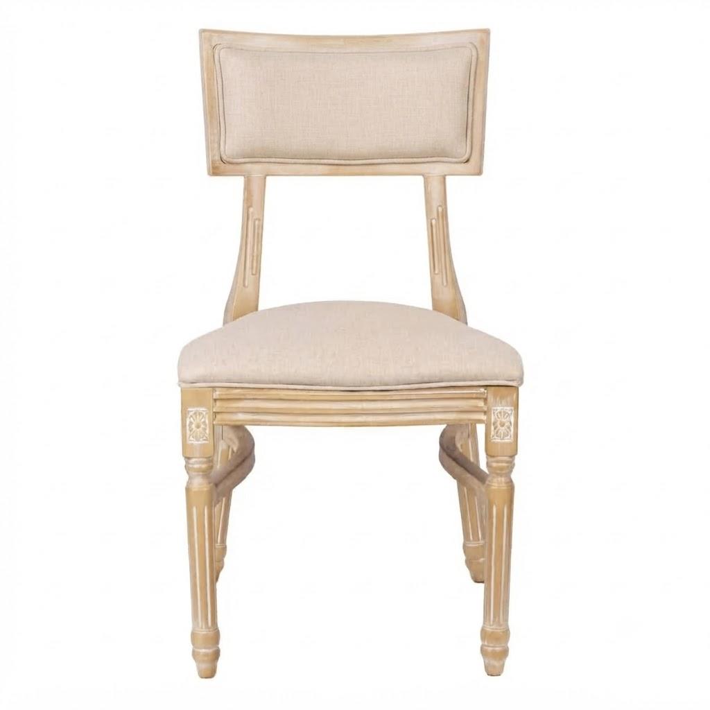 Beige Tessera Resin Chair with Natural White Wash Frame and Fabric Seat and Back