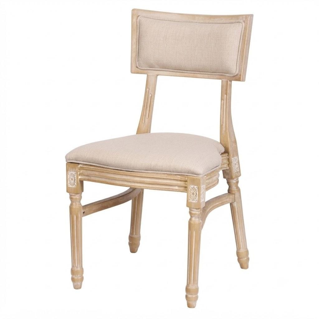 Beige Tessera Resin Chair with Natural White Wash Frame and Fabric Seat and Back