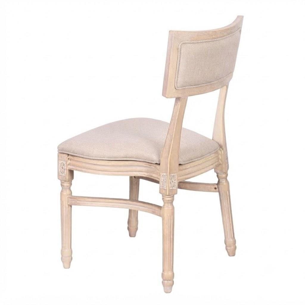 Beige Tessera Resin Chair with Natural White Wash Frame and Fabric Seat and Back