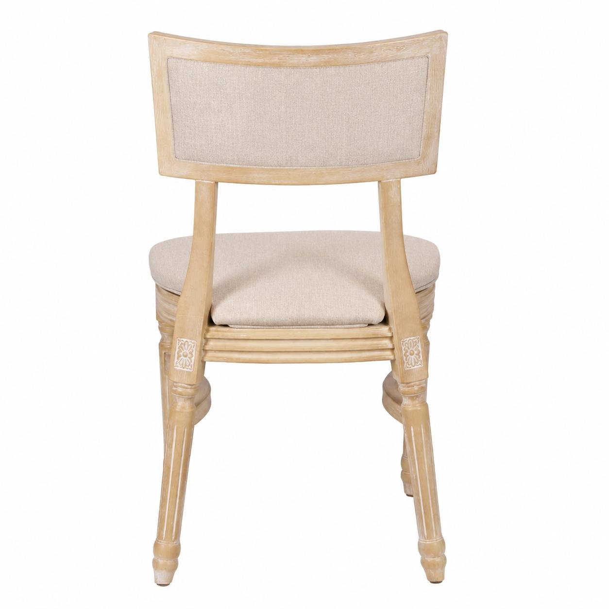 Beige Tessera Resin Chair with Natural White Wash Frame and Fabric Seat and Back