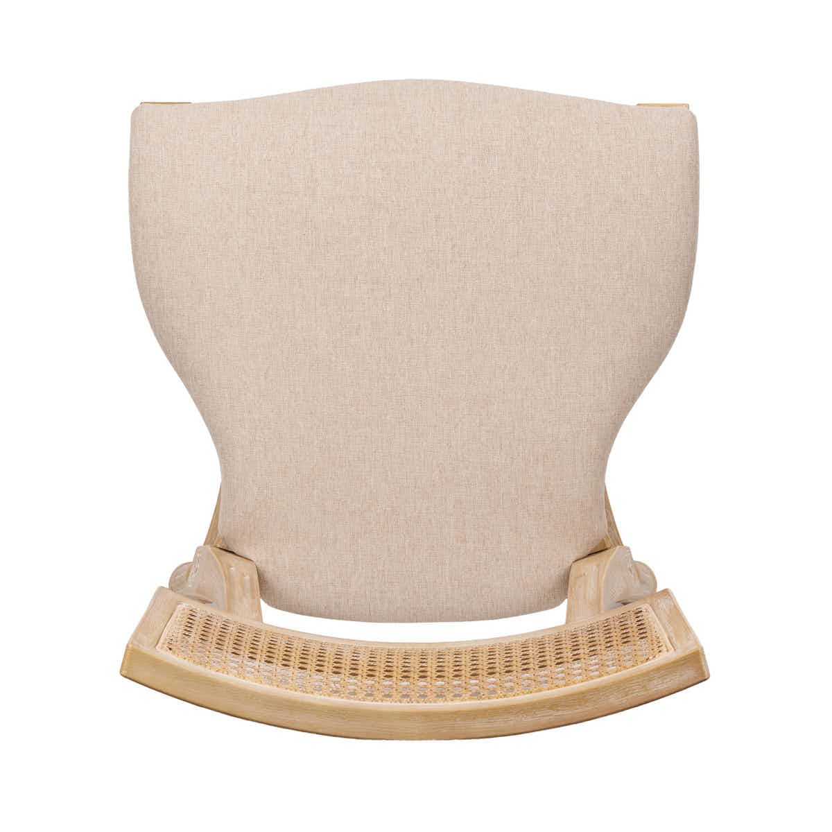 Chivari Beige Tessera Resin Chair with Natural White Wash Frame, Fabric Seat, and Rattan Back CTRNBWW-ZG