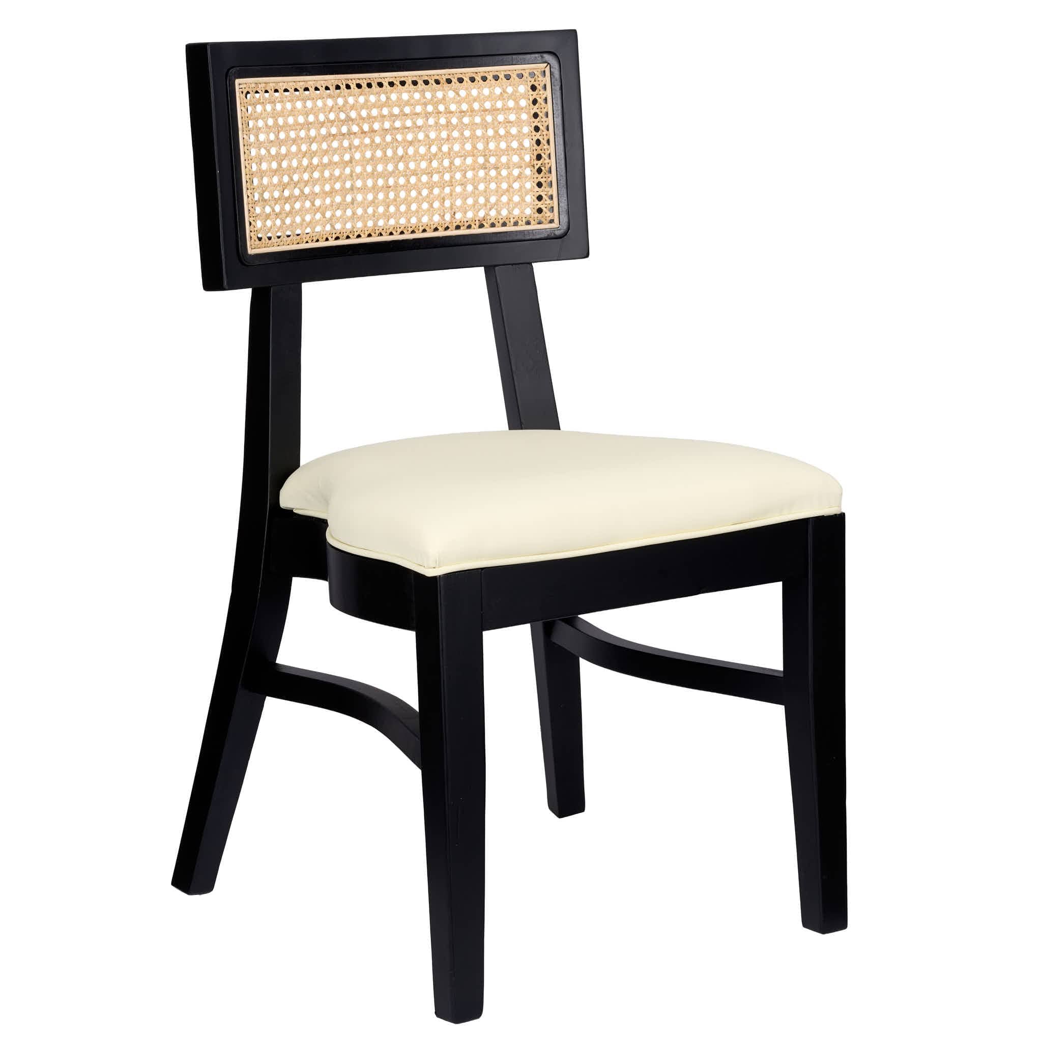Chivari Black ToughWood™ Tessera Dining Chair with Ivory Vinyl Seat and Rattan Back CTWBIR-ZG-SO