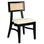 Black ToughWood™ Tessera Dining Chair with Ivory Vinyl Seat and Rattan Back