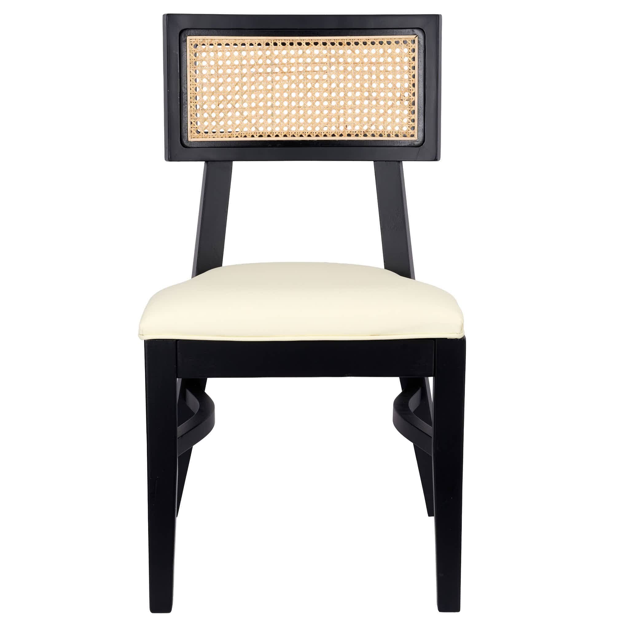 Chivari Black ToughWood™ Tessera Dining Chair with Ivory Vinyl Seat and Rattan Back CTWBIR-ZG-SO