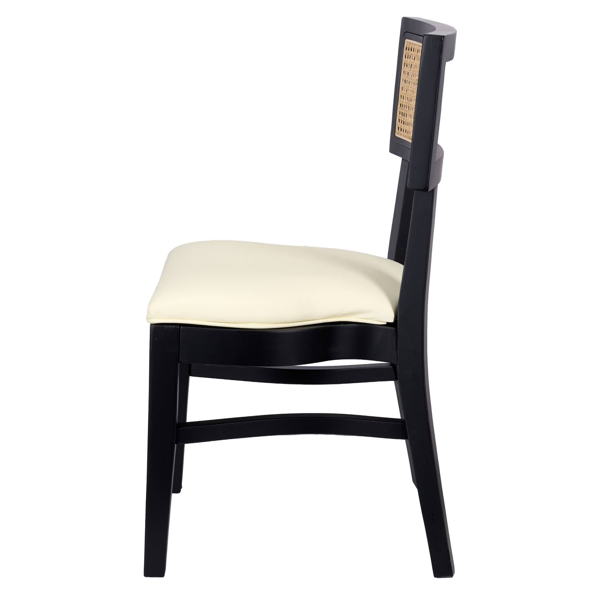 Chivari Black ToughWood™ Tessera Dining Chair with Ivory Vinyl Seat and Rattan Back CTWBIR-ZG-SO