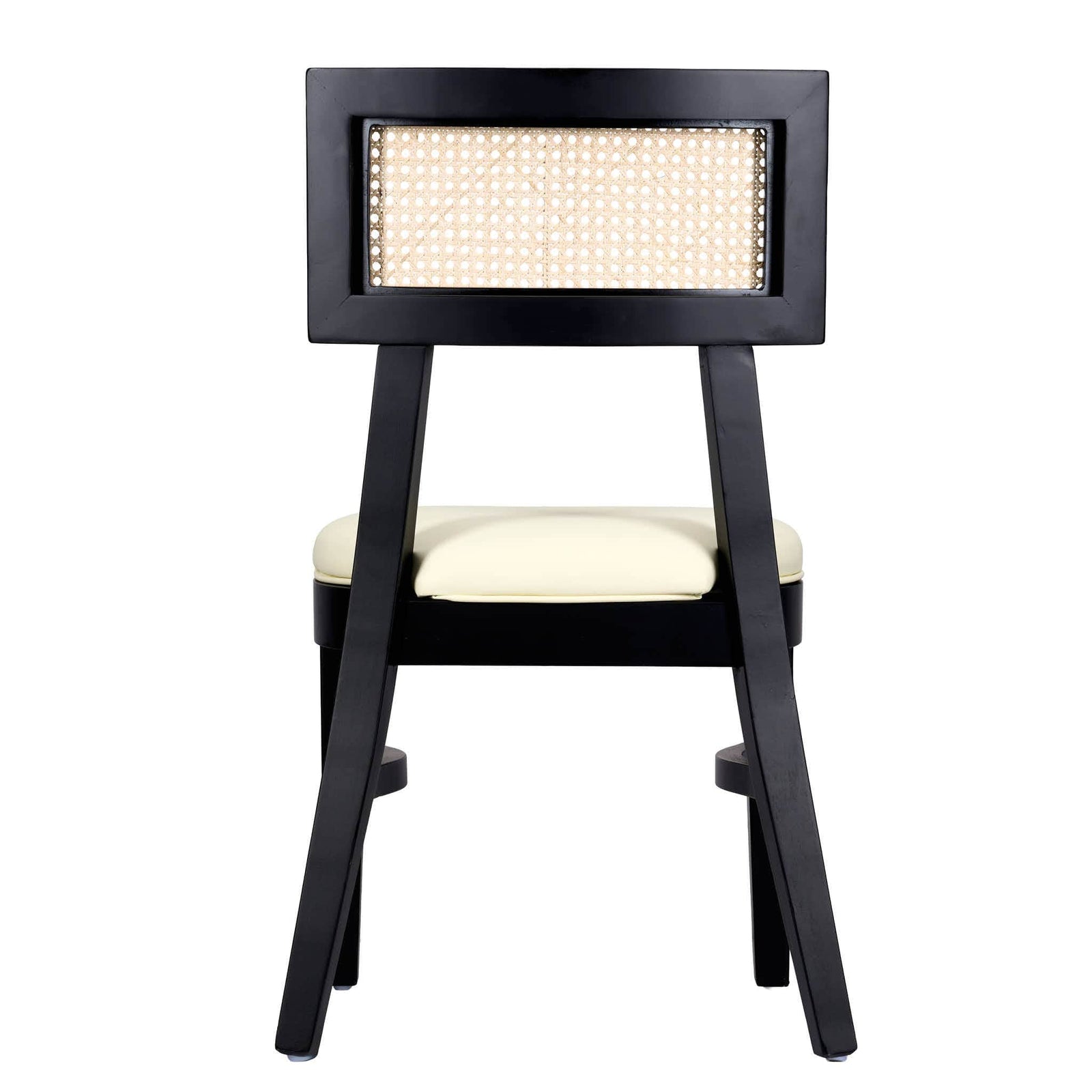 Chivari Black ToughWood™ Tessera Dining Chair with Ivory Vinyl Seat and Rattan Back CTWBIR-ZG-SO