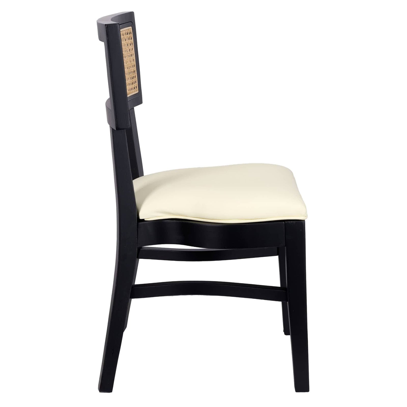 Chivari Black ToughWood™ Tessera Dining Chair with Ivory Vinyl Seat and Rattan Back CTWBIR-ZG-SO