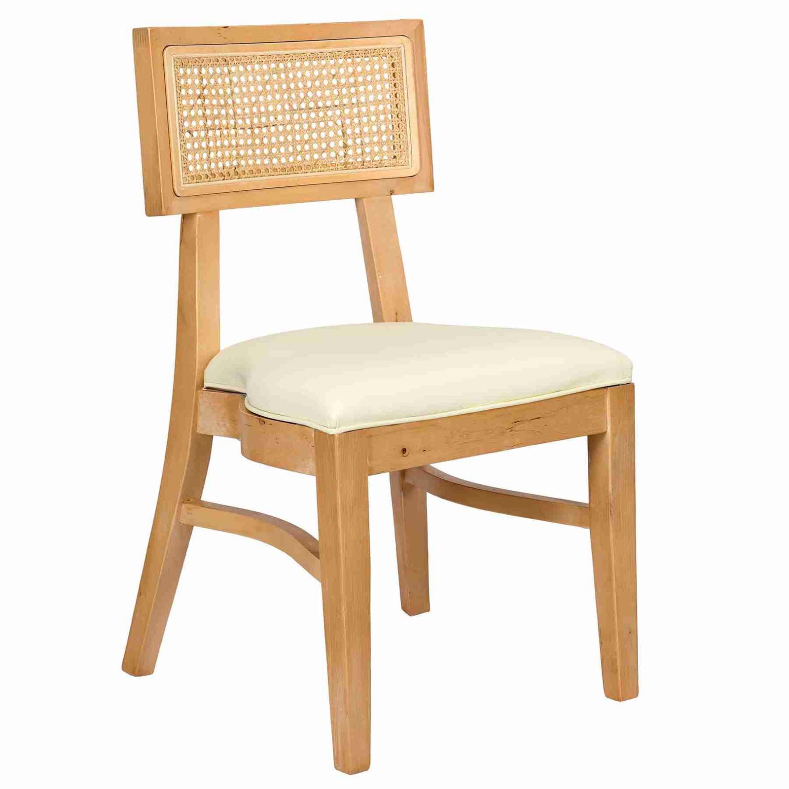 Chivari Natural ToughWood™ Tessera Dining Chair with Ivory Vinyl Seat and Rattan Back CTWNIR-ZG