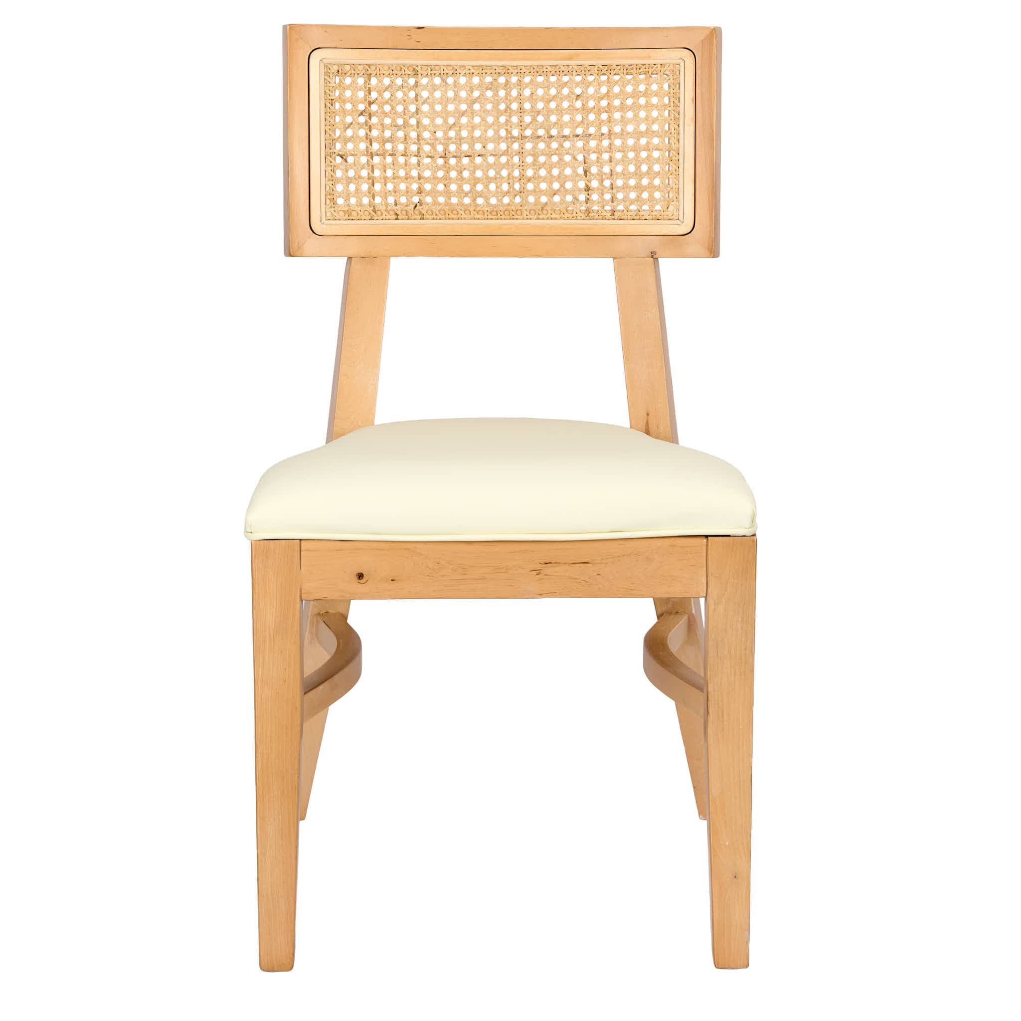 Chivari Natural ToughWood™ Tessera Dining Chair with Ivory Vinyl Seat and Rattan Back CTWNIR-ZG