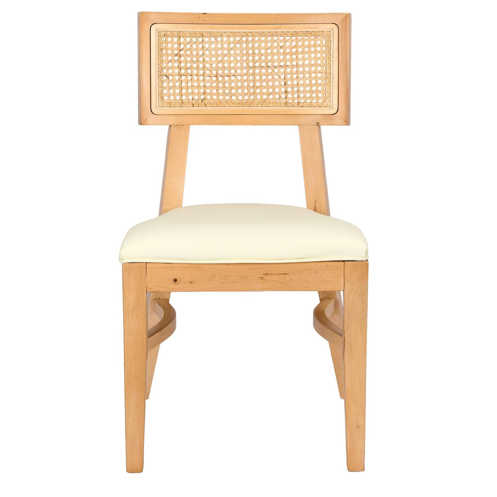 Chivari Natural ToughWood™ Tessera Dining Chair with Ivory Vinyl Seat and Rattan Back CTWNIR-ZG