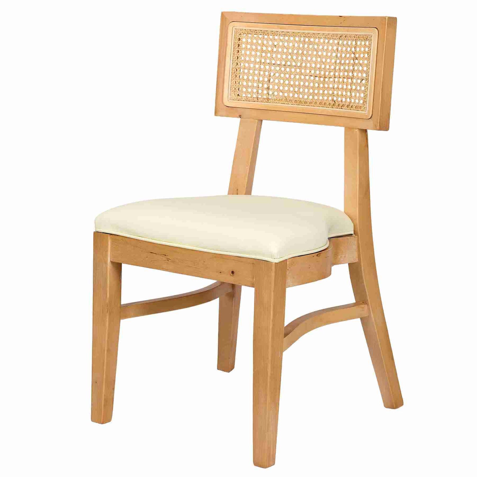 Chivari Natural ToughWood™ Tessera Dining Chair with Ivory Vinyl Seat and Rattan Back CTWNIR-ZG