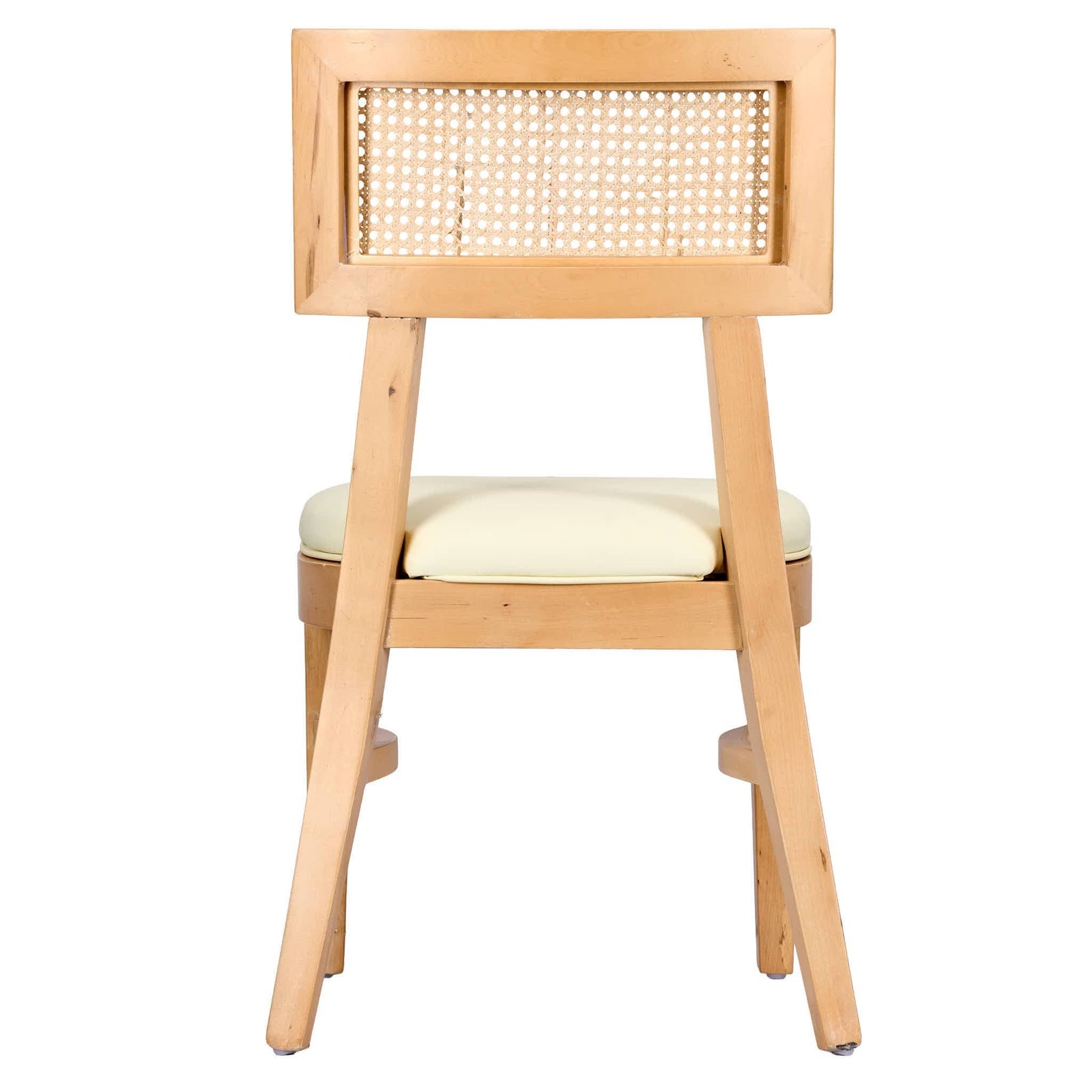 Chivari Natural ToughWood™ Tessera Dining Chair with Ivory Vinyl Seat and Rattan Back CTWNIR-ZG