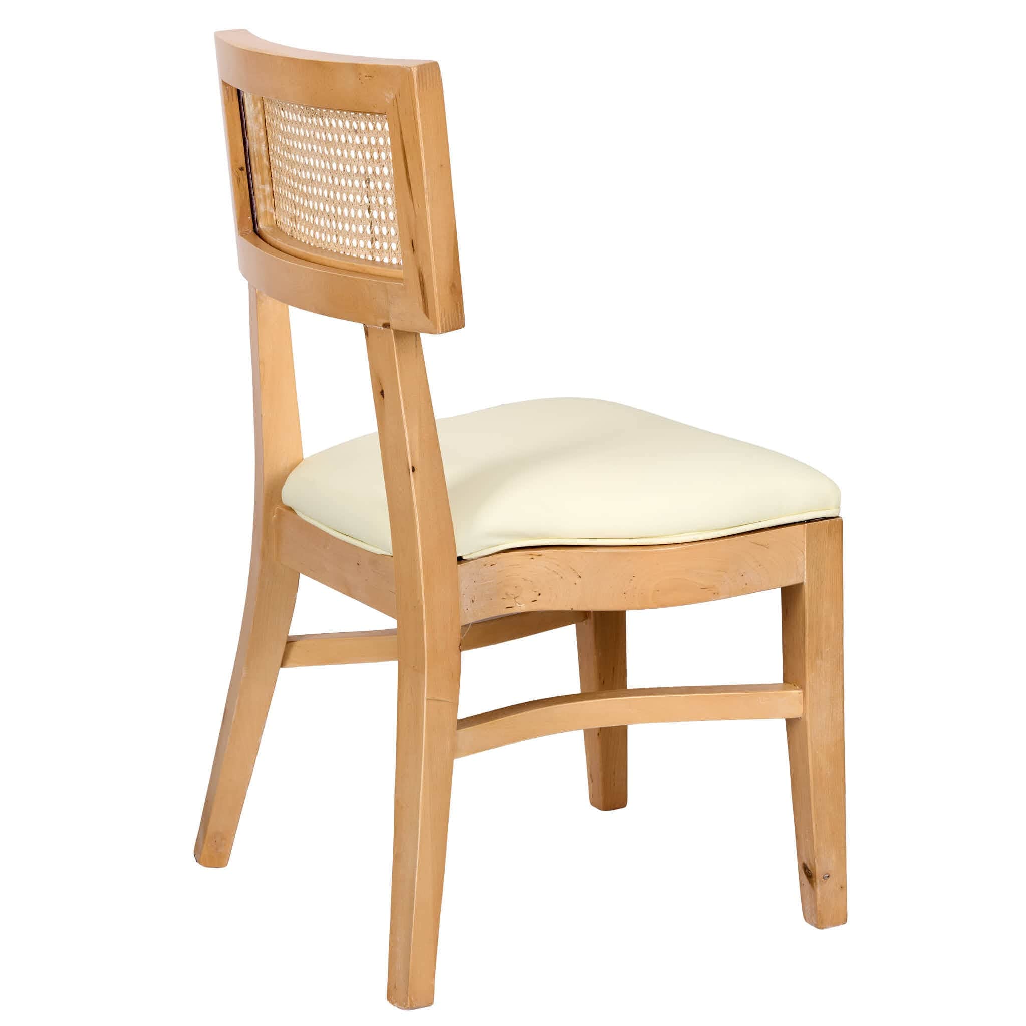 Chivari Natural ToughWood™ Tessera Dining Chair with Ivory Vinyl Seat and Rattan Back CTWNIR-ZG