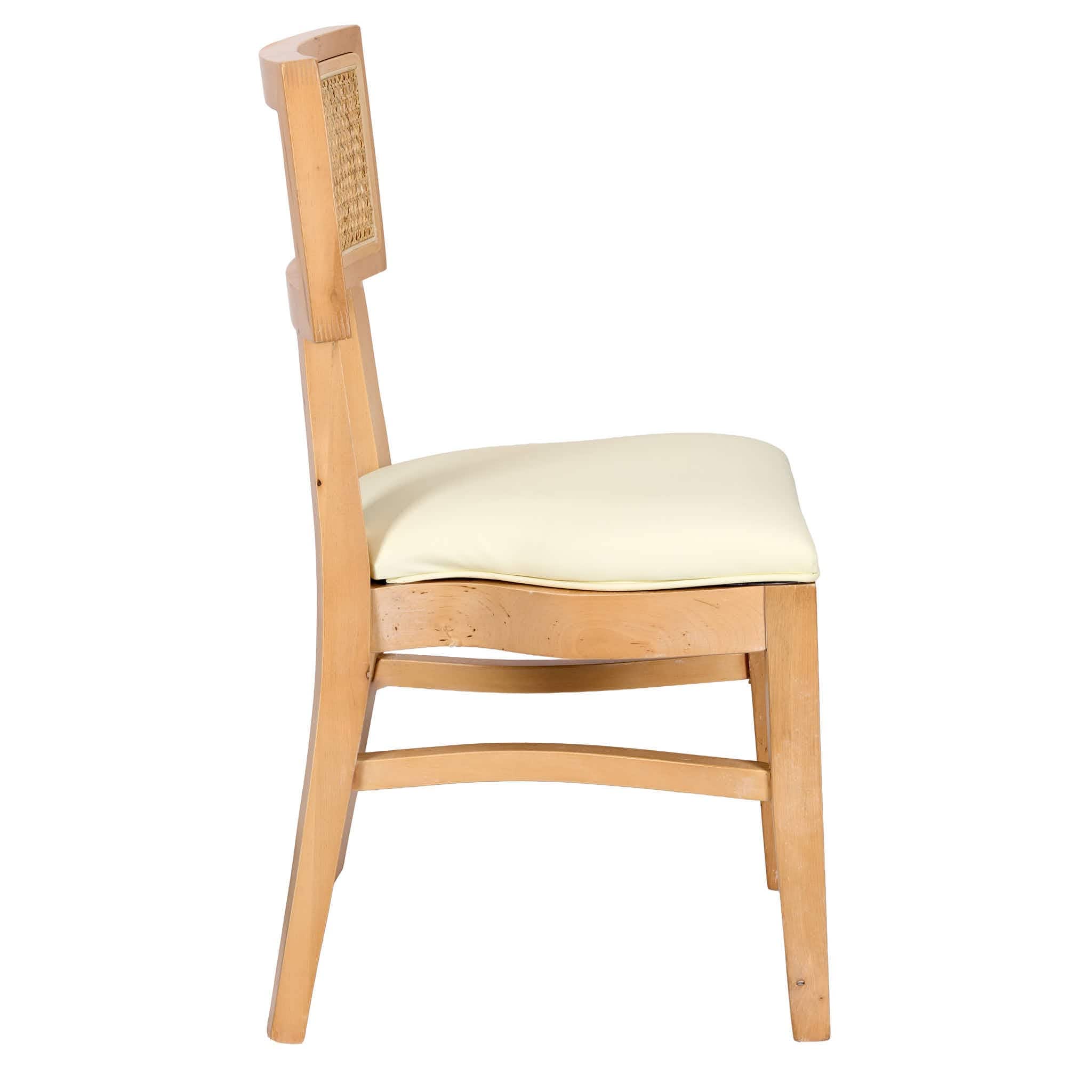Chivari Natural ToughWood™ Tessera Dining Chair with Ivory Vinyl Seat and Rattan Back CTWNIR-ZG