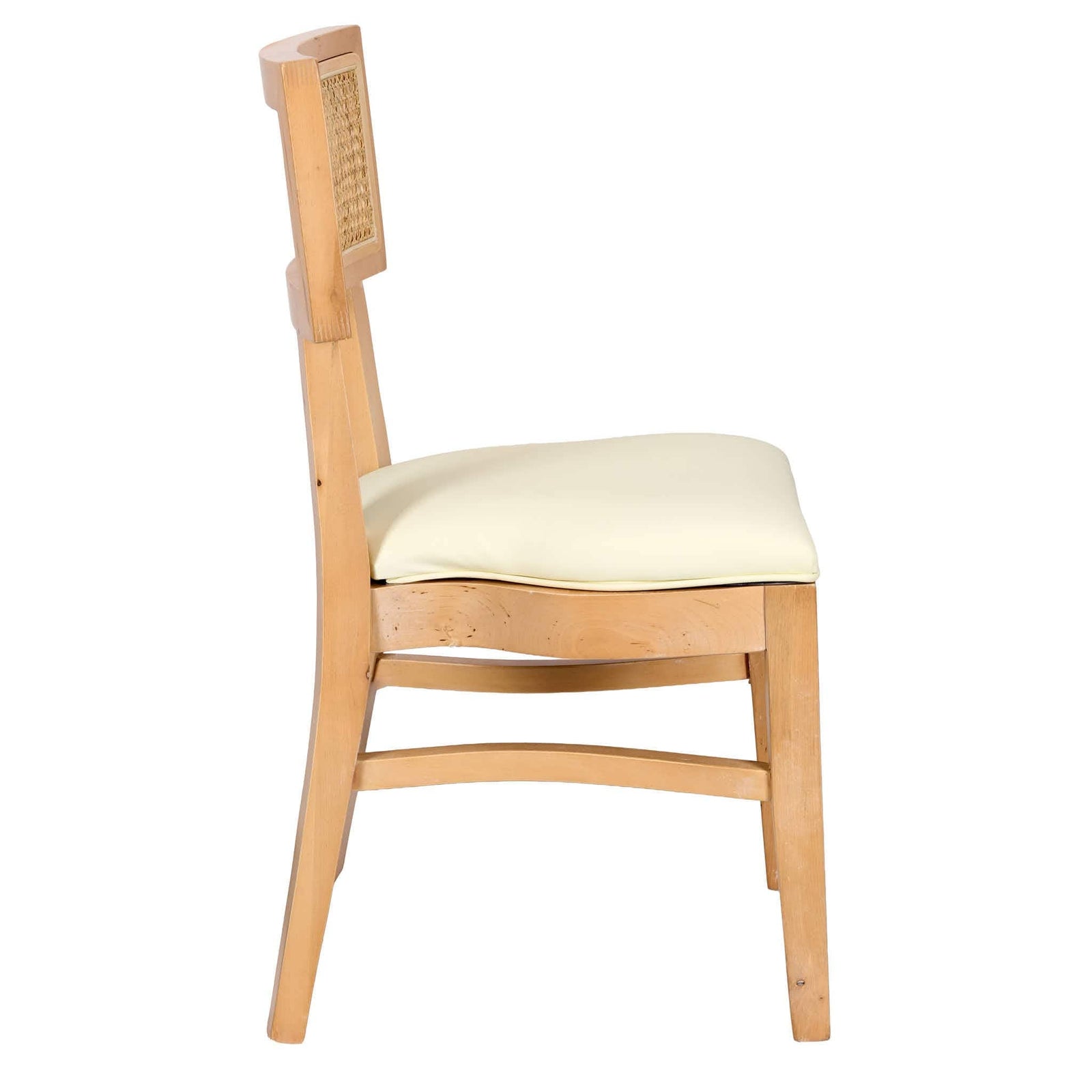 Chivari Natural ToughWood™ Tessera Dining Chair with Ivory Vinyl Seat and Rattan Back CTWNIR-ZG