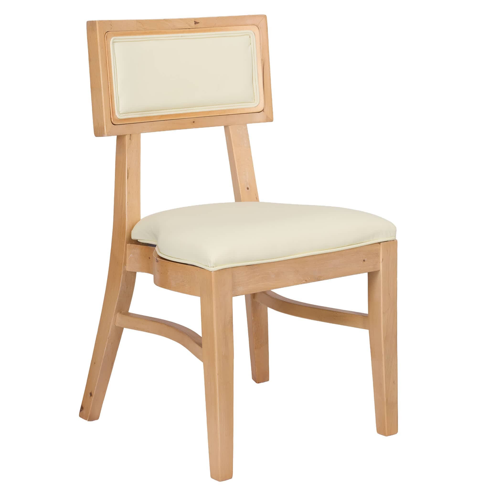 Chivari Natural ToughWood™ Tessera Dining Chair with Ivory Vinyl Seat and Vinyl Back CTWNIV-ZG-SO