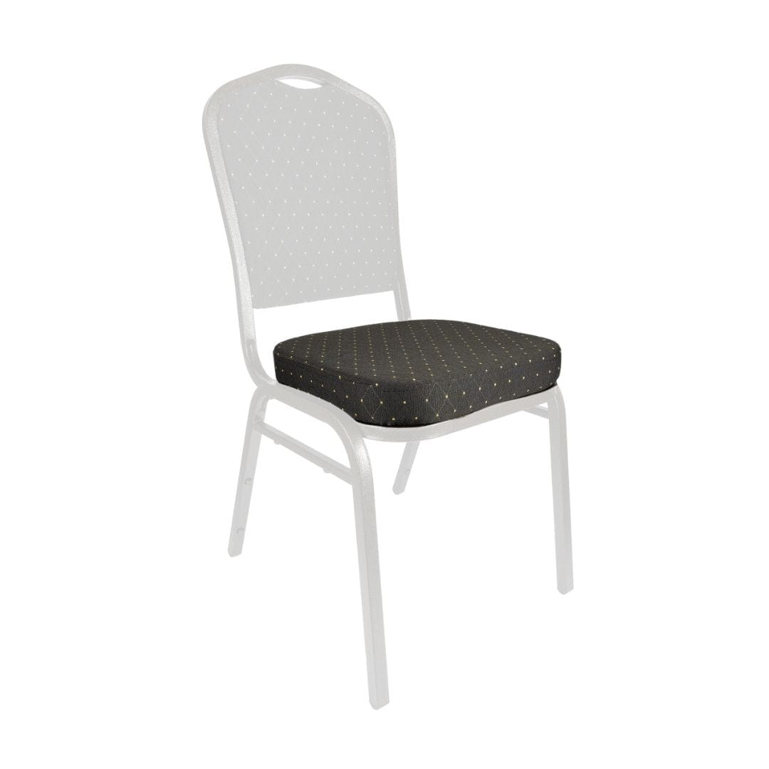 Chivari Black Fabrric with Gold Dots 2.5" Cushion for Crown, Dome and Square Banquet Chairs CUSH-BNQ-BFGD-ZF