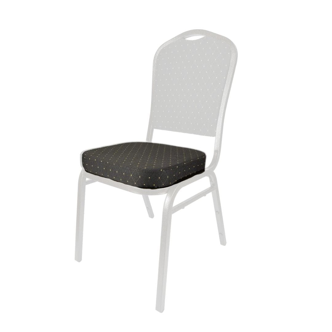 Chivari Black Fabrric with Gold Dots 2.5" Cushion for Crown, Dome and Square Banquet Chairs CUSH-BNQ-BFGD-ZF