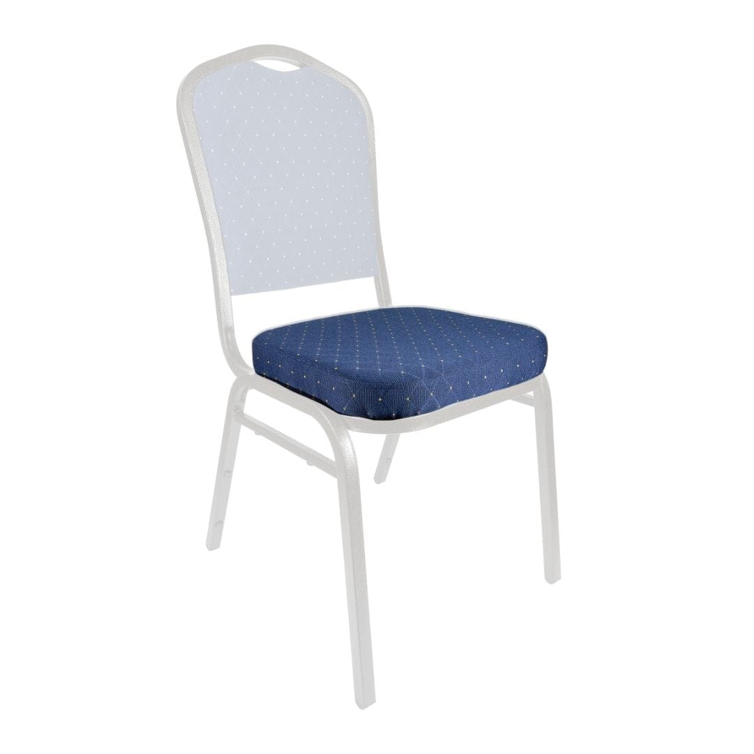 Chivari Navy Blue Fabric with Gold Dots 2.5" Cushion for Crown, Dome and Square Banquet Chairs CUSH-BNQ-BLUFGD-ZF