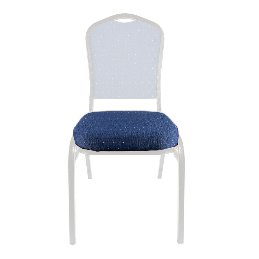 Chivari Navy Blue Fabric with Gold Dots 2.5" Cushion for Crown, Dome and Square Banquet Chairs CUSH-BNQ-BLUFGD-ZF