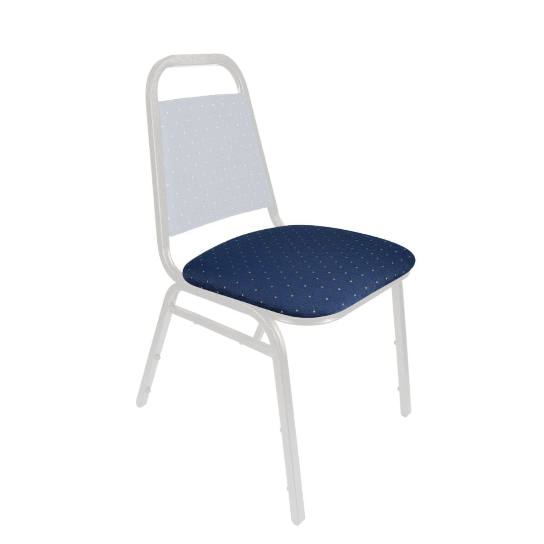 Chivari Navy Blue with Gold Dot fabric Replacement 1.5" Cushion for Trapezoid Banquet Chair CUSH-BNQ-TRP-BLUFGD-ZF