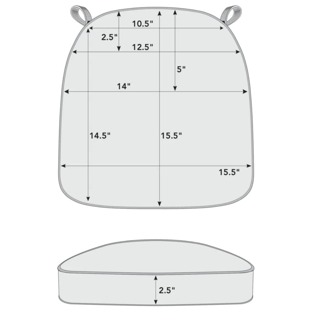 Chivari White with Black Piping 2.5" Thick Chair Cushion - World's Best Cushions CUSHBST-WB-AX-T