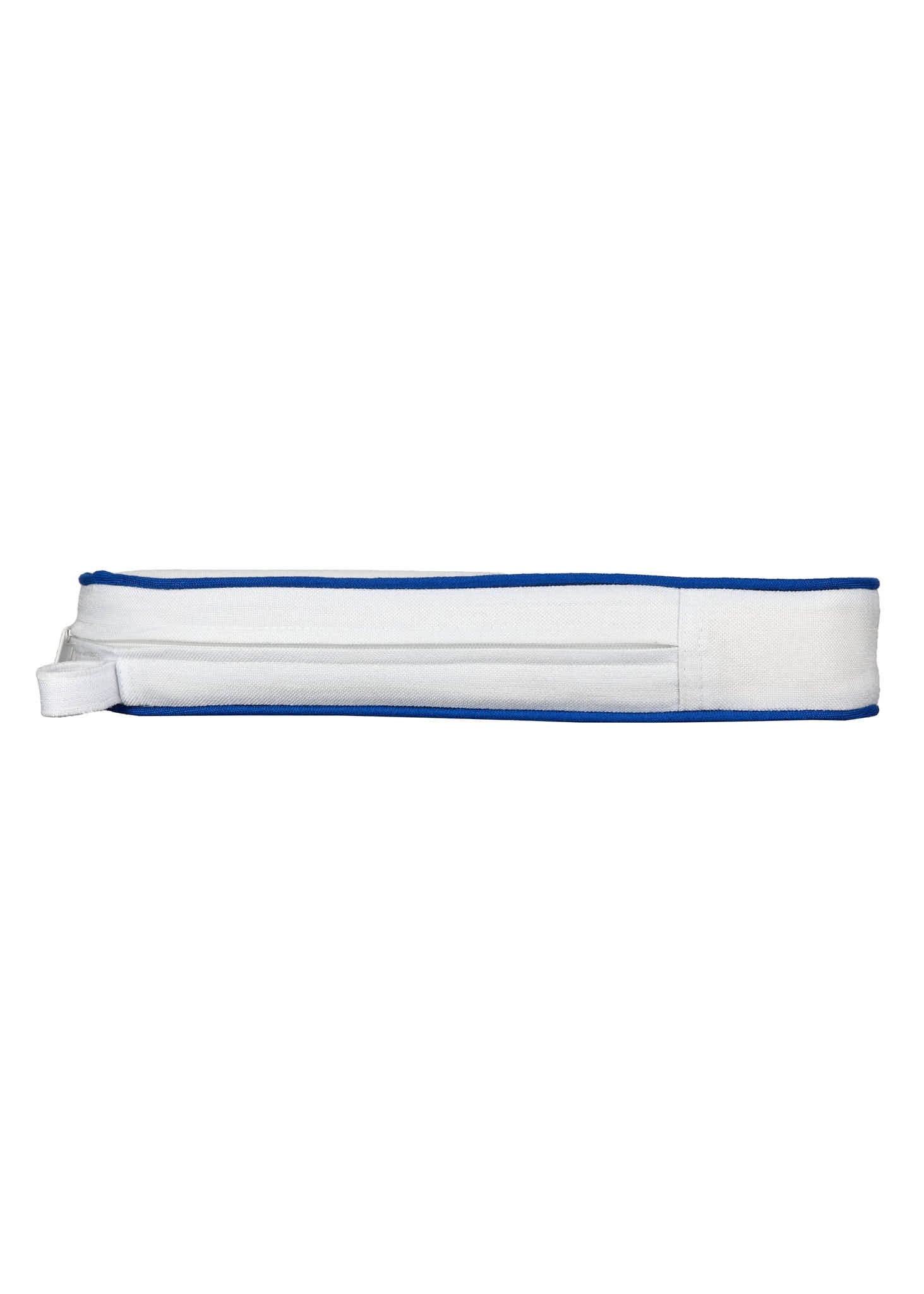 Chivari White with Royal BluePiping, 2.5" Thick Chair Cushion - World's Best Cushions CUSHBST-WBL-AX-T