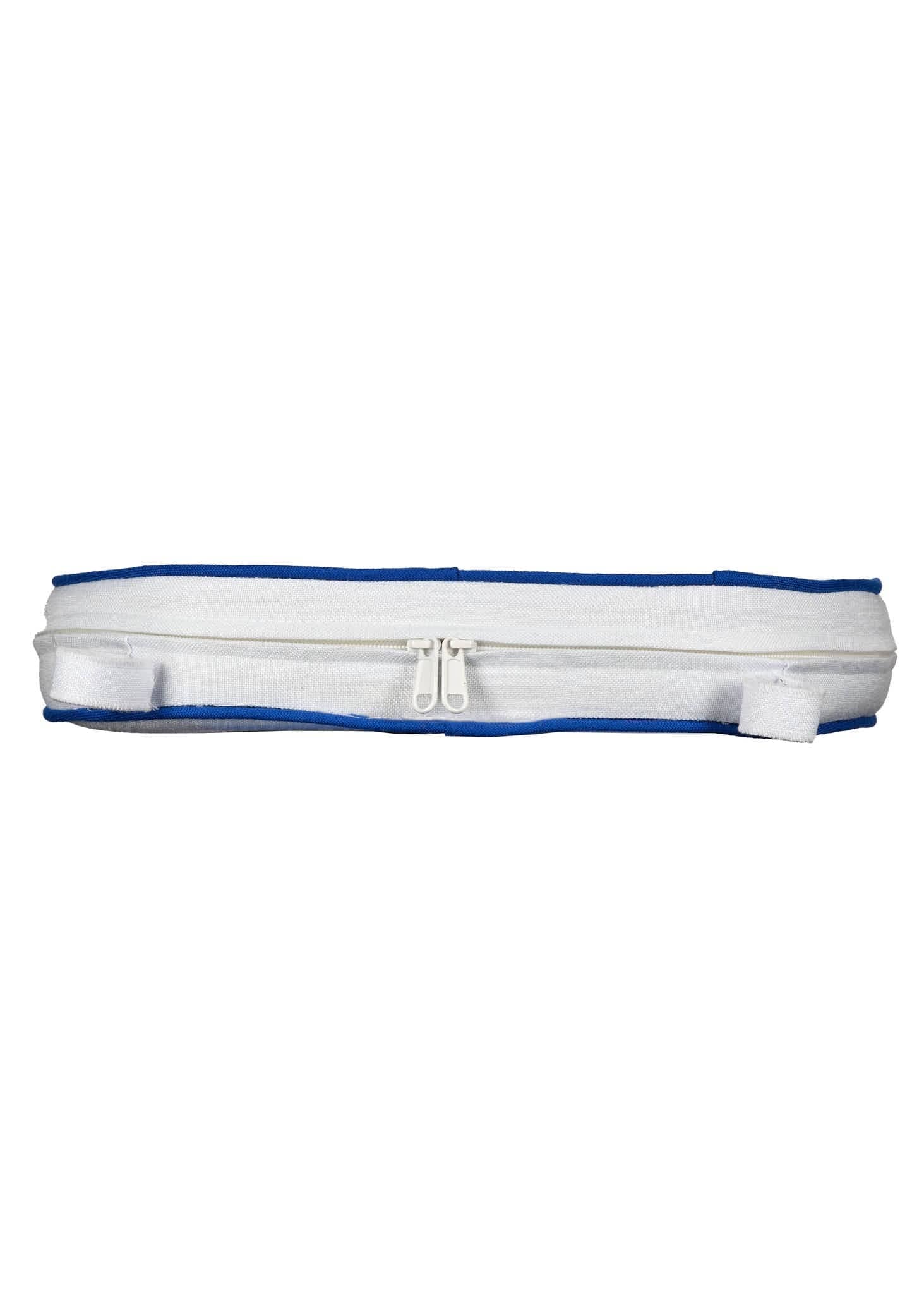 Chivari White with Royal BluePiping, 2.5" Thick Chair Cushion - World's Best Cushions CUSHBST-WBL-AX-T