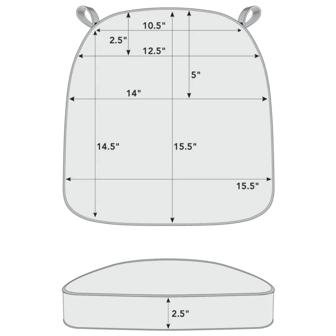 Chivari White with Gray Piping 2.5" Thick Chair Cushion - World's Best Cushions CUSHBST-WGR-AX-T