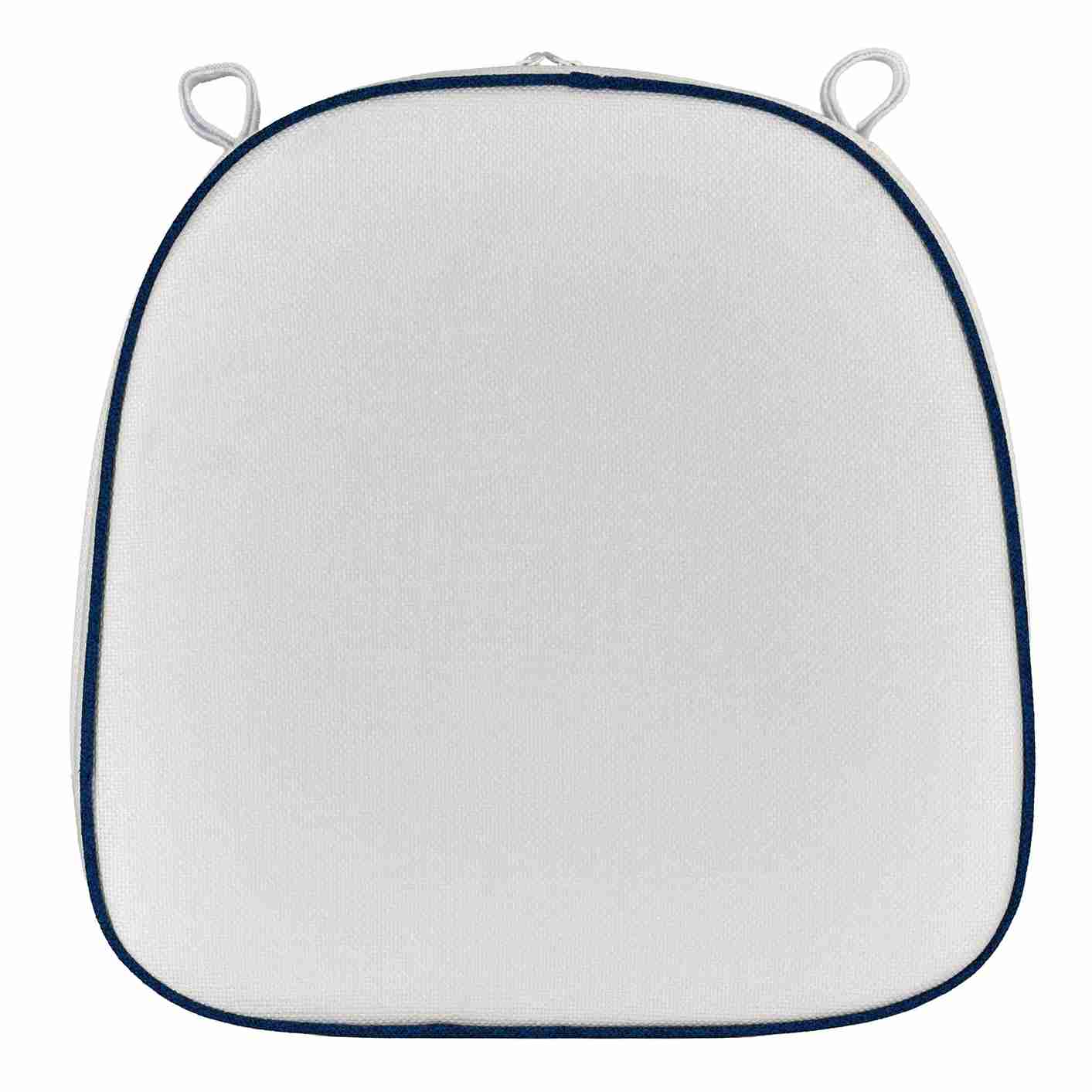 Chivari White with Navy Blue Piping 2.5" Thick Chair Cushion - World's Best Cushions CUSHBST-WNB-AX-T