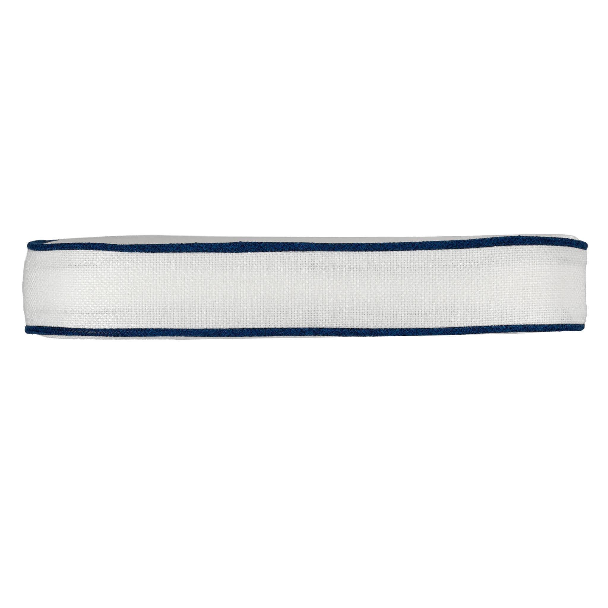 Chivari White with Navy Blue Piping 2.5" Thick Chair Cushion - World's Best Cushions CUSHBST-WNB-AX-T