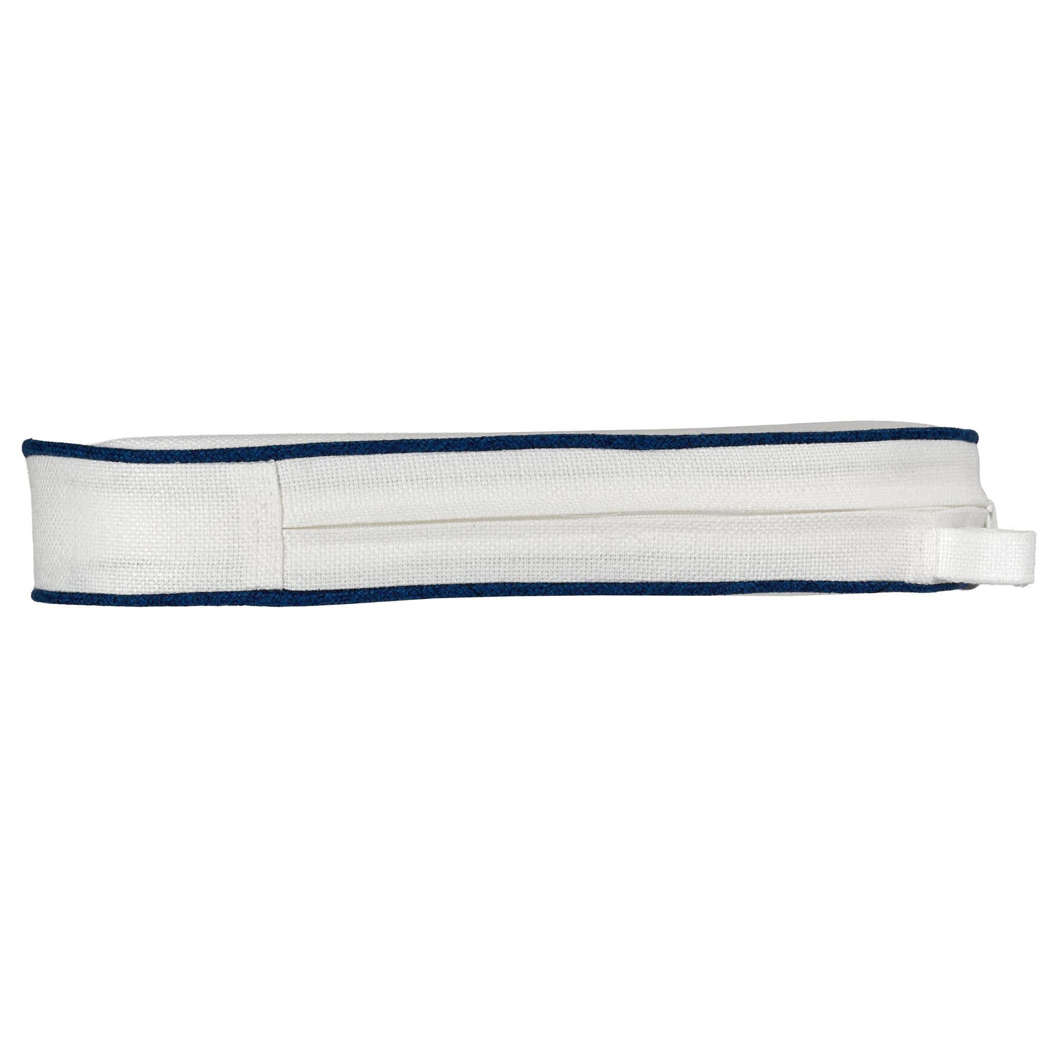 Chivari White with Navy Blue Piping 2.5" Thick Chair Cushion - World's Best Cushions CUSHBST-WNB-AX-T