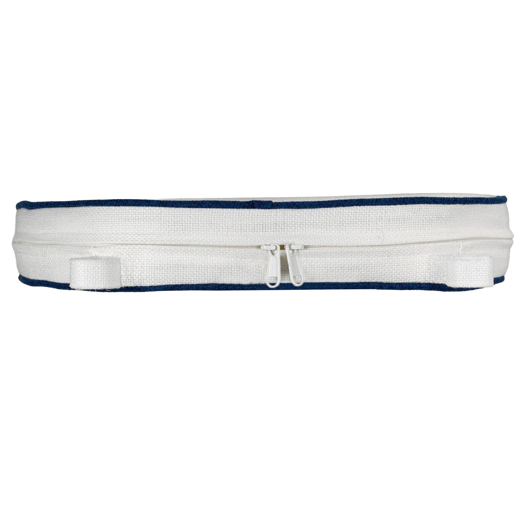 Chivari White with Navy Blue Piping 2.5" Thick Chair Cushion - World's Best Cushions CUSHBST-WNB-AX-T