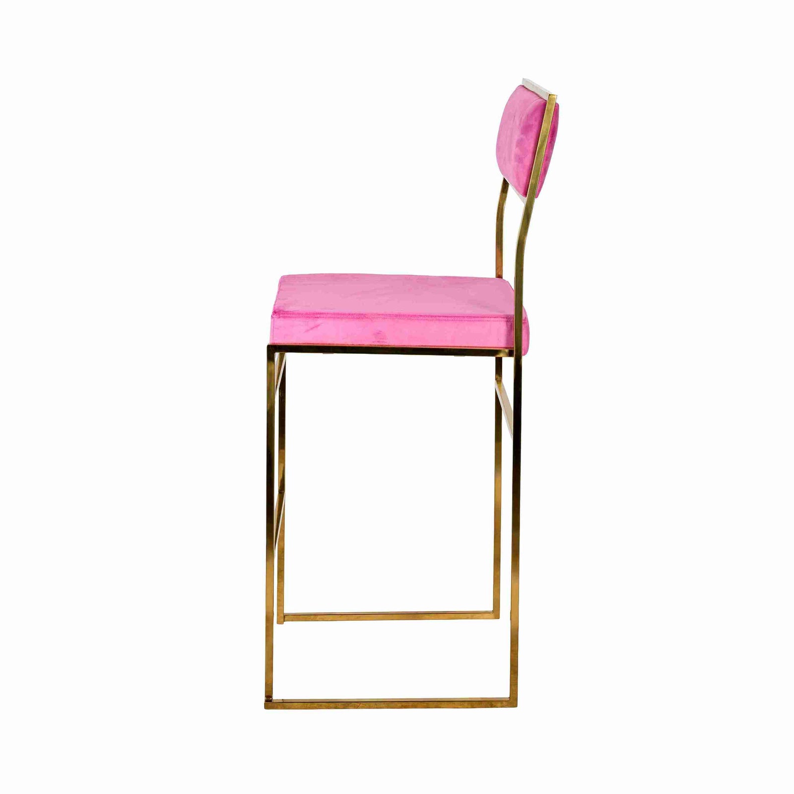 Chivari Melissa Barstool in Gold Stainless Steel Frame with Fuchsia Cushion Seat and Back BMMG-FU-KIT-AX